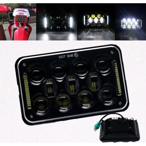 1pcs DOT Black Motorcycle Headlight DRL Hi/Low Beam Lamp 4x6" LED Headlamp for Honda XR250 XR400 XR650 Suzuki DRZ Kawasaki Ford