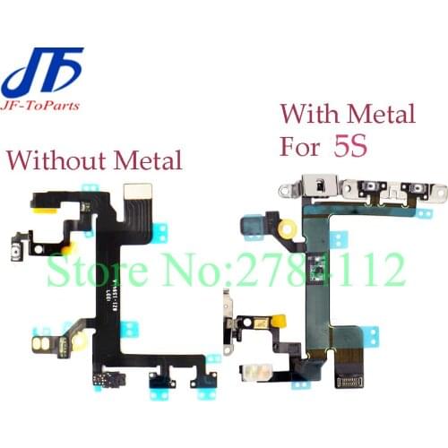 10pcs Power Flex Cable for iPhone 5 5S 5C 5G Mute Volume Control Button On Off Switch Ribbon With Metal Bracket Repair Parts