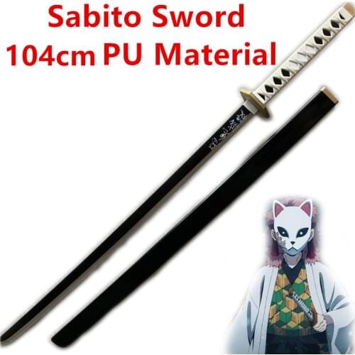 104cm Demon Slayer Cosplay Sword 1:1 Sabito Black Gold Sowrd Anime Ninja Knife Kimetsu no Yaiba Sword Weapon PU Prop Model Gift