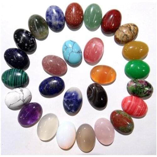 13x18mm Natural Stone Turquoises Quartz Crystal tiger eye Oval Cabochon pendant for diy jewelry making Necklaces Accessories30pc