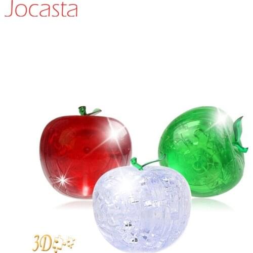 3D Crystal Puzzle DIY Apple Shape Jigsaw Puzzle With Flash Light Personalized Furnish and Decorate Gift For Children Adult Toys