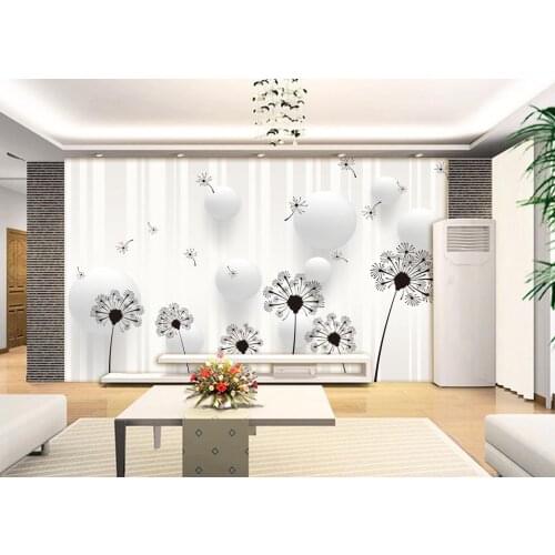3d wallpaper for room Modern minimalist black dandelion background wall mural 3d wallpaper 3d customized wallpaper