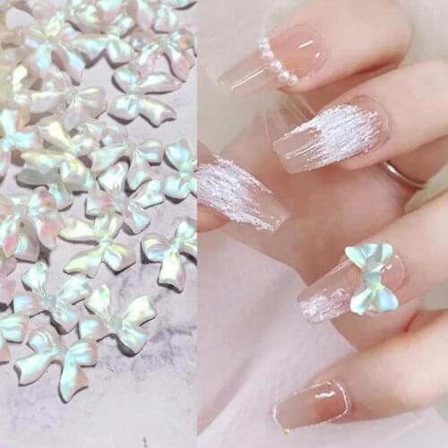 3D Resin Aurora Butterfly Bow Ties Nail Art Decoration AB Crystal Charms Nail Parts Rhinestone For Nail Glitter Accessory LE1931