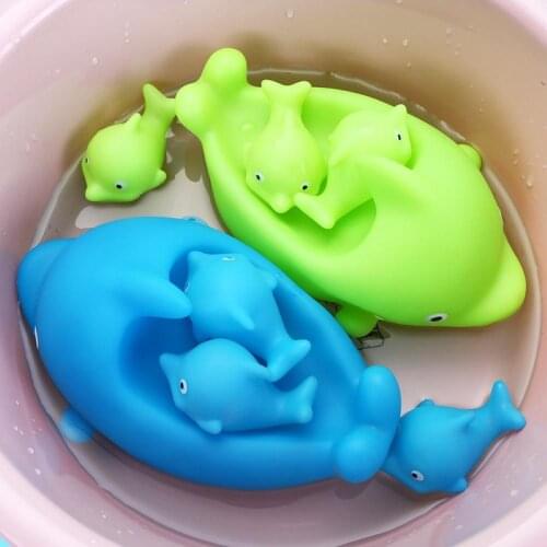4Pcs Cute Water Spray Float Dolphin Bathroom Play Game Baby Bath Squeeze Toy Kids Educational Toys for Children Gifts