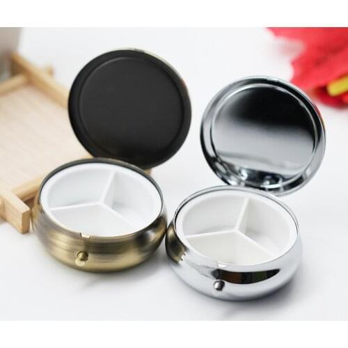 5pcs Proof Damp Pill Box 3 Grid Folding Small Case Tablet Container Zinc Alloy For Medicines High Quality Pill Box