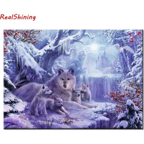 5D Diy Diamond Painting Cross Stitch full Square Diamond Embroidery Snow wolf picture for room Decor H2455