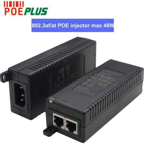 802.3af/at active POE injector 48V-52V 10/100/1000Mbps max 48w output