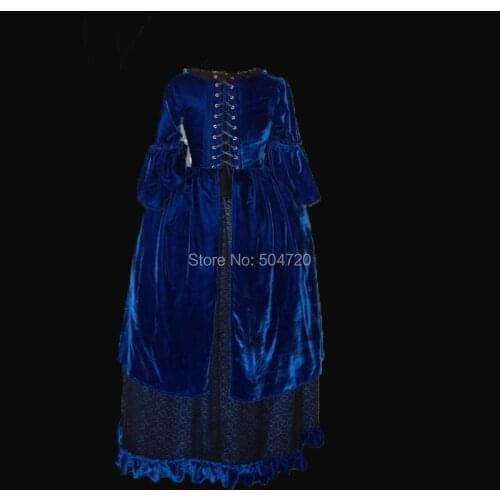 Tailored!Blue Vintage costumes 18th Duchess Retro medieval Renaissance Reenactment Theatre Civil war Victorian dress HL-395