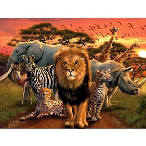 Forest Animals 5d diy diamond painting embroidery Home decor Lion tiger zebra, rhinoceros elephant Rhinestones Cross-stitch L616