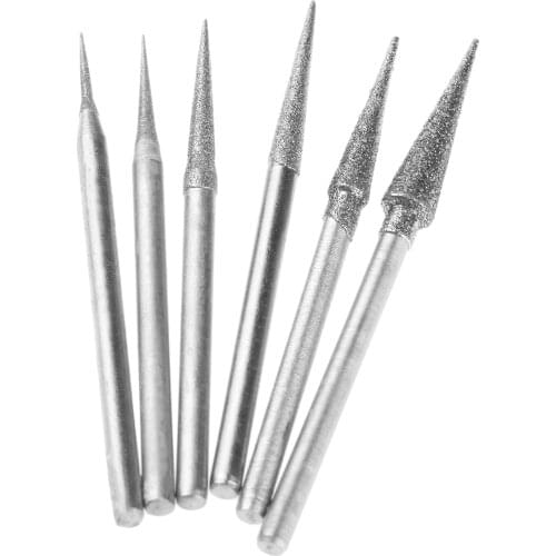 6Pcs 1-4mm Diamond Grinding Head Grinding Needle Bits Burrs Metal Stone Jade Engraving Carving Tools 2.35mm Shank Needle