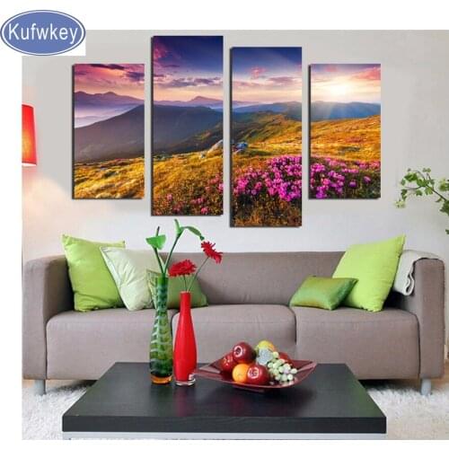 Kufwkey floral diamond painting full drill square/round diamond mosaic"Mountain Landscape"diamond embroidery living room decor