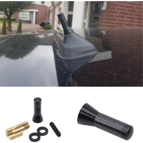 Car Styling Roof Antenna Enhanced Signal 3.5cm Carbon Fiber Screw Metal Short Stubby Mast Antenna Radio Auto Accessories