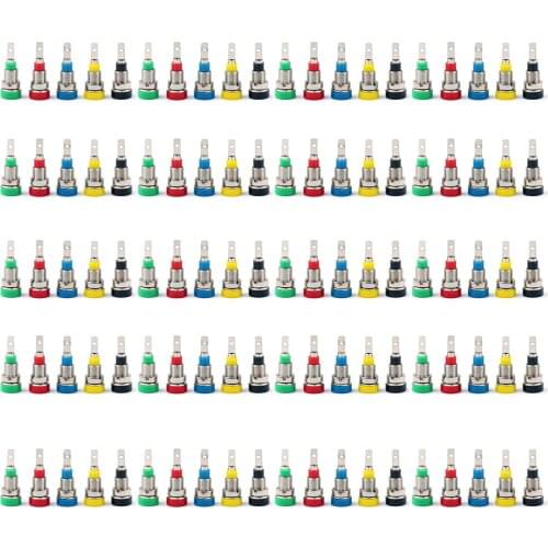 Artudatech 100PCS 5Color Copper 2mm Banana Socket Jack Binding Posts Terminals Probes Connector Parts