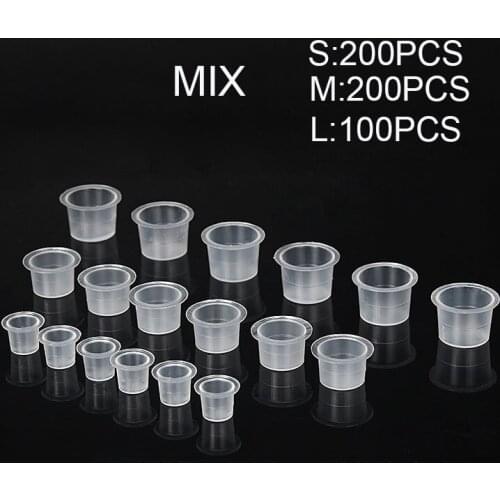 Free Shipping 500pcs good small/medium/large white tattoo ink cups caps New designed wide cup base ink cups