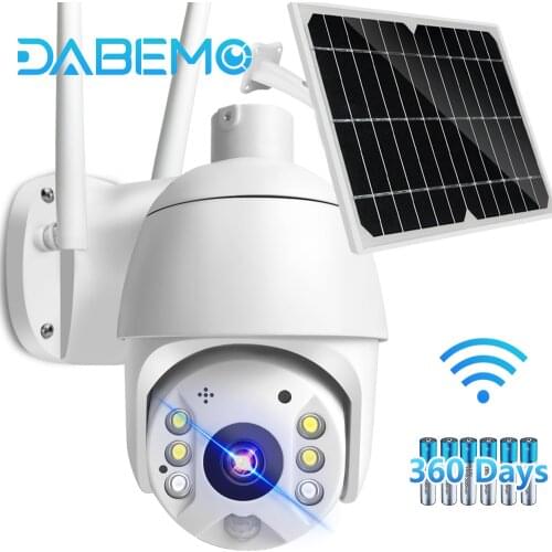 Wireless IP Camera 1080P Outdoor WiFi PTZ Camera 8W Solar Panel Battery Powered Metal Shell Security CCTV Cam Human PIR Motion