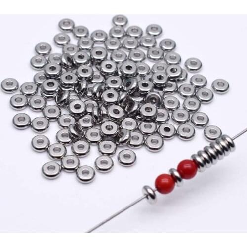 50pcs 304 Stainless Steel Flat Round Beads 4 5 6 8 mm Disc Loose Spacer Beads For Jewelry Making DIY Bracelet
