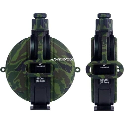 120pcs/lot 580ML Camouflage Climbing Outdoor Travel Water Bottle Portable Silicone Foldable Compass Kettle Bottle