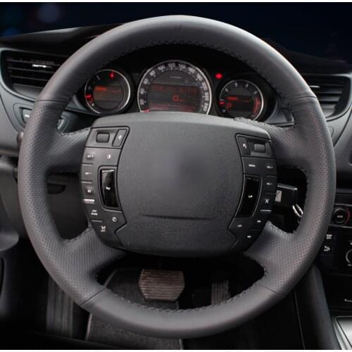 Handsewing Black Artificial Leather Steering Wheel Covers for Citroen c5 2008-2017 2009 2010 2011 2012 2013 2014 2015 2016 2017