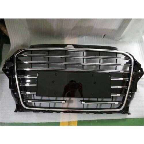 Piano Black Bumper Grille Car Front Bumper Grill Mesh Hood Front Center Middle Grille With ACC Hole for Audi A3/S3 2014-2016