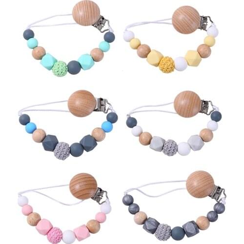 Baby Pacifier Clips Silicone Teething Beads Pacifier Chain Holder Soothie Clips Baby Teether Toy Baby Pendant For Pacifier