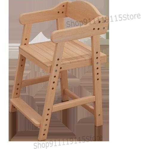 Childrens Dining Chair Baby Dining Chair Household Wood Solid Wood Growth Chair Learning Table Adjustable High Chair