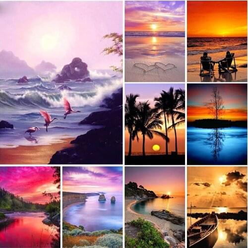 DIY 5D Painting with Diamond Seascape Embroidery Cross Stitch Kit Full Round Drill Rhinestone Handmade Modern Wall Art Decor