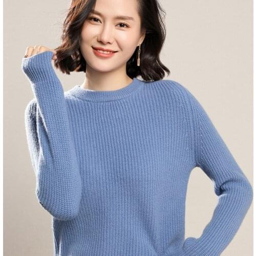 Autumn Winter Womens Jumper 100% Wool Knitted Pullover Women Clothes Thicken Casual Sweater Ladies O-Neck Loose Large Size