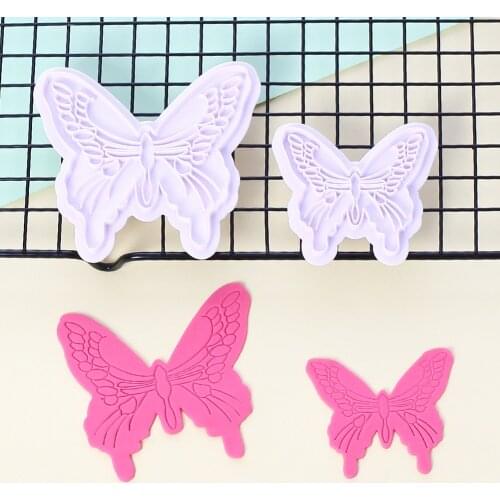 2pcs/butterfly embossing mold Quyi fudge cake printing tool Biscuit chocolate plastic printing mold Cake decoration tool