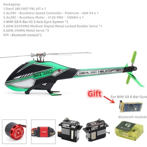 ALZRC - Devil 380 TBR Super Combo Helicopter Frame with GDW 290MG Servo and GDW DS595MG Servo