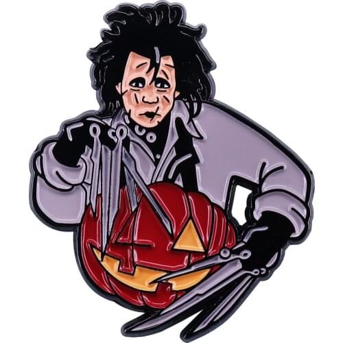 Classic Movie Edward & Kim Halloween Enamel Brooch Pins Badge Lapel Pins Brooches Alloy Metal Fashion Jewelry Accessories