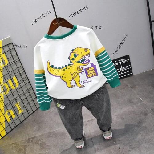 Baby Boys Clothing Set 2020 Autumn New Korean Style Kids Boys Dinosaur Print T Shirt+jeans 2pcs Suit Boys Tracksuit Baby Outwear