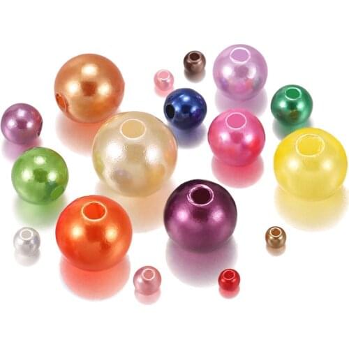 360pcs/lot Multi Size Acryl With Hole Round Imitation Pearl Loose Beads For Bracelet DIY Jewelry Making Handmade Supplies