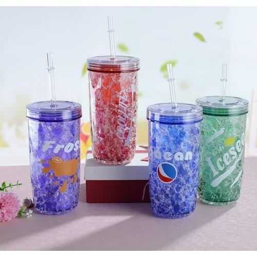 Summer Straw Cup New double U-shaped mango ice cup with plastic cup with straw Double Gift Water Cup gir and boy cup