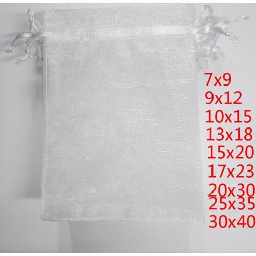 100pcs White Drawstring Organza Bags Pouch Jewelry Packaging Bags Birthday Party Christmas Gift Bags Wedding Gift Bag Pouches