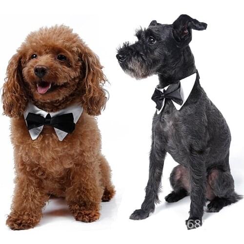 Fashion classic cloth big dog ties decorative collars dog bows necktie pet black tie Triangle scarf tie gentlemanly style