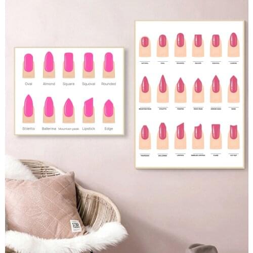 Fashion Nail Shapes Manicure Type Posters and Prints Makeup Manicurist Gift Beauty Salon Wall Decoration Picture Canvas Painting