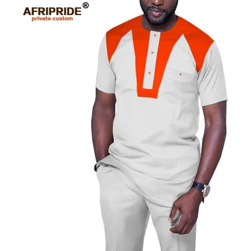 Mens 2 Pieces African Dashiki Dashiki Shirts with Ankara Pants Casual Tracksuit Set Blouse Pockets AFRIPRIDE A1916066