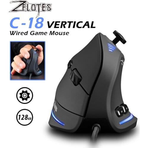 ZELOTES C-18 Vertical Gaming Mouse 10000 DPI Programmable 11 Buttons USB Wired RGB Optical Remote Mouse Gamer Mice For Laptop PC