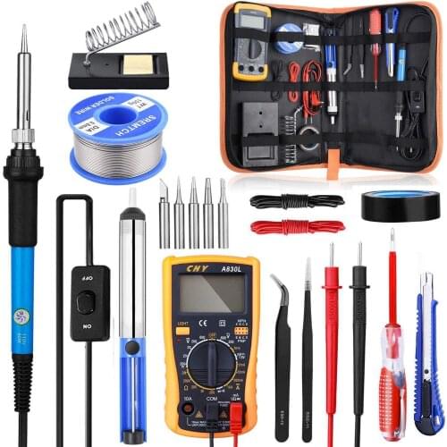 60W 110V Soldering Iron Kit with ON/OFF Switch, Rarlight Adjustable Temperature Welding Tool Soldering Iron