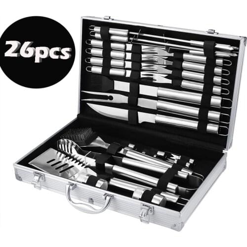 26Pcs Bbq Accesories Tools Set Barbecue Outdoor Kitchen Bbq Stainless Steel Utensils For Camping Cooking