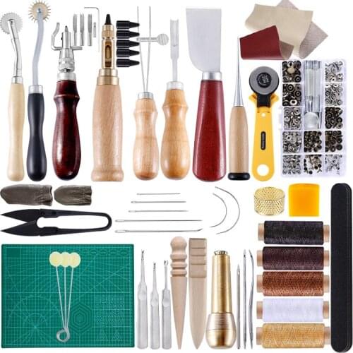 LMDZ Complete Leather Craft Tool Sets 42 PCS DIY Craft Supplies for Beginner-Hand Sewing Tools for Stitching/Punching Canvas