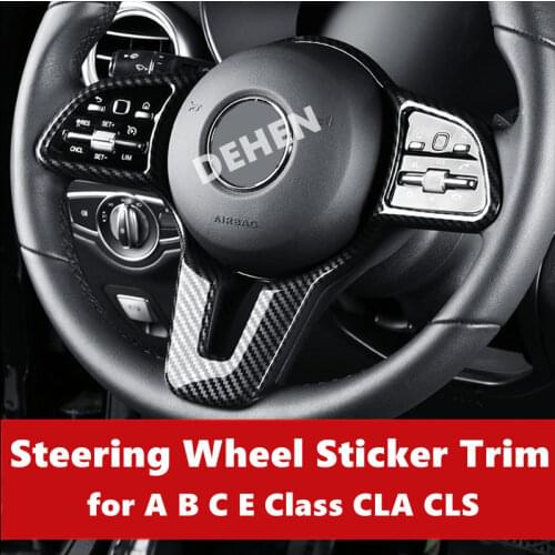 Car Steering Wheel Panel Button Frame Sticker Trim for Mercedes Benz A B C E Class W177 W247 W205 W213 CLA W117 CLS C257 2019