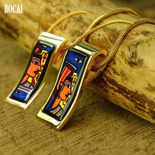 2020 new accessories Cleopatra series fashion enamel jewelry new cloisonne woman Large S-shaped necklace pendant