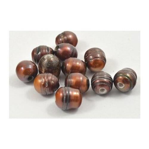 New Wholesale Large Hole 2.5mm Rare Coffee Rice Freshwater Pearl 10mmx12mm Natural Gemstone Beads DIY Handmade Fine Jewelry