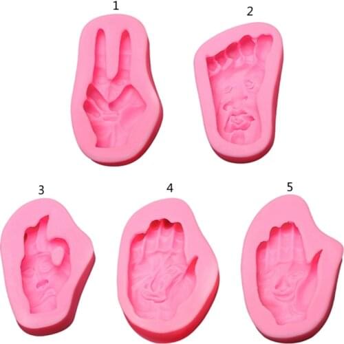 J60E Palm and Soles Scissors Hand Mold Reusable Candy Silicone Tray Easy to Clean Suitable for Microwave Oven, Refrigerator