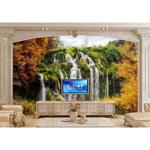 Papel de parede Parks Waterfalls Autumn National Park Nature wallpaper,living room tv wall sofa wall bedroom restaurant 3d mural
