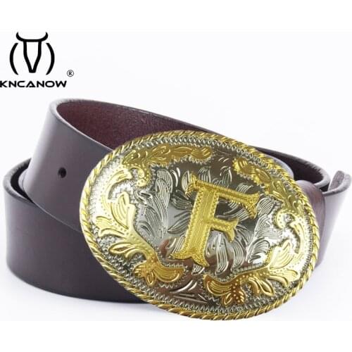 Wild Prevent Allergies Retro Men Belt Genuine Leather Belt Gentleman Luxury Strap Male Belt New Fashion F Buckle High Quality