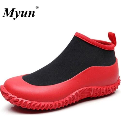 Size 36-46 Unisex Waterproof Rubber Gardening Shoes Men Womens Outdoor Rain Boots Car Wash Footwear Kitchen Work Ankle Boots