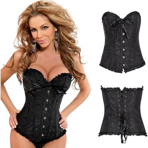 Sexy Women Lace Up Corset Bustier Top Corset Boned Waist Trainer Body Shaping And Slimming Clothing Plus Size XS-6XL Underwear