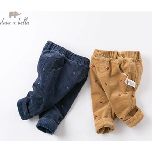DBM15727 dave bella winter baby boys fashion cartoon pockets pants children full length kids pants infant toddler trousers